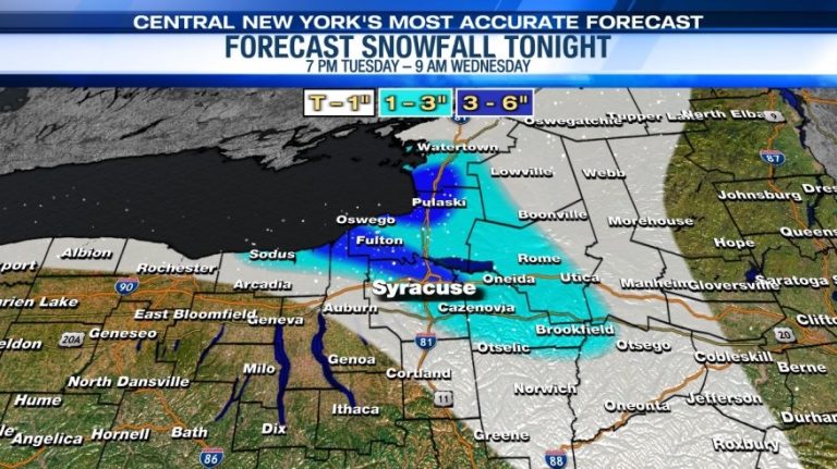 Map Showing Predicted snowfall